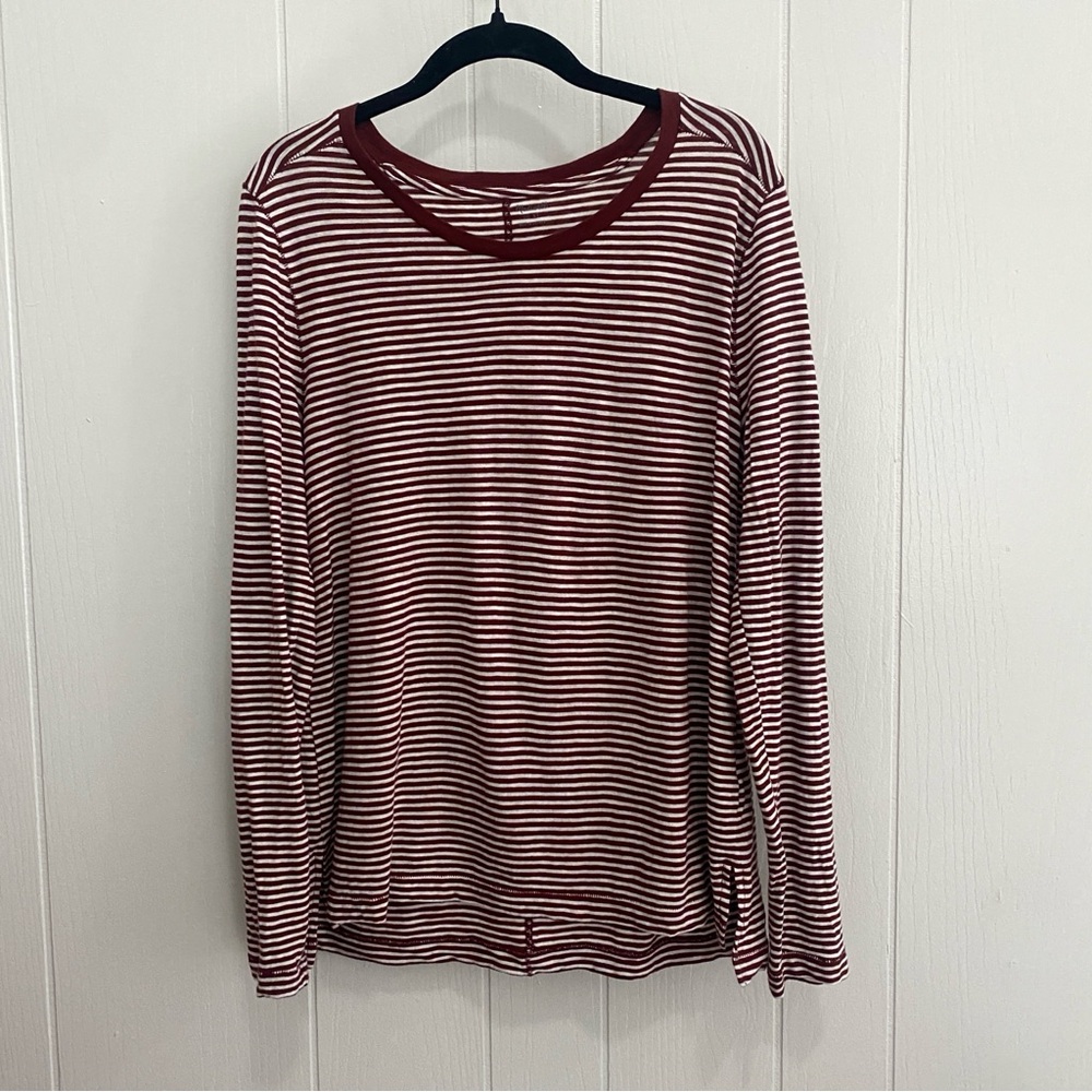 Madewell Rust and White Striped Long Sleeve 100% Cotton Top XL
